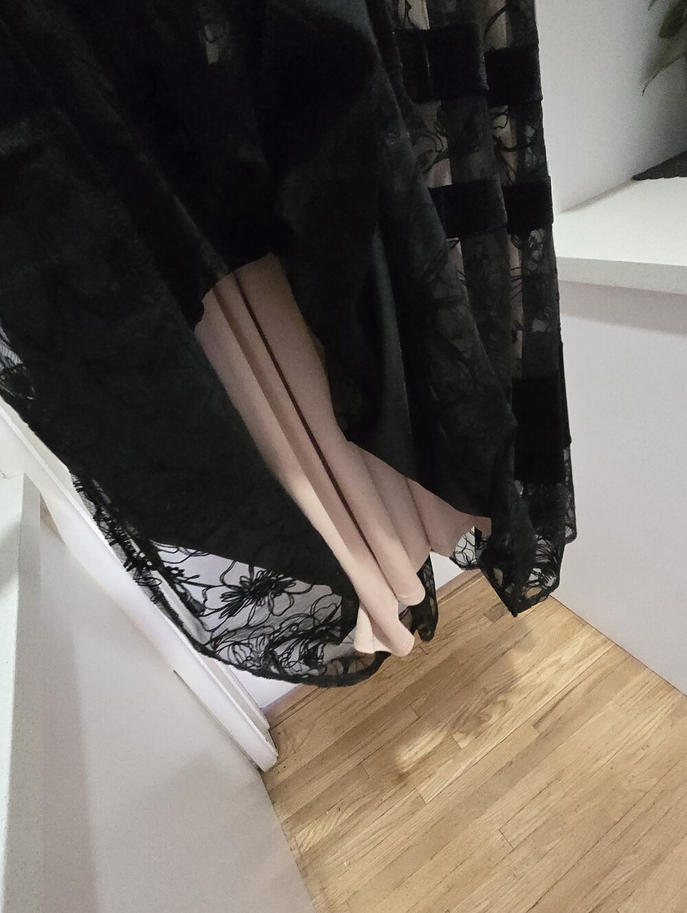 Taylor Black Floral Lace Midi Dress with Nude Underlay - Picture 11 of 16